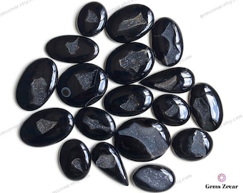 Natural Black Window Druzy Gemstone Cabochon Wholesale Lot, Mix Shape and Size, Natural Black Window Druzy Cabochon for jewelry Making DIY.
