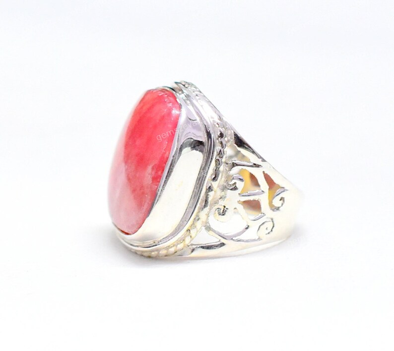 Ready To Ship Ring Rhodochrosite 8.75 US Silver Ring Christmas Sale ring Handmade Ring Statement Ring Birthstone Ring Vintage