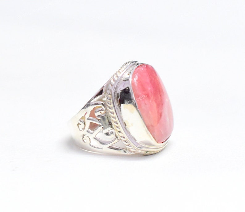 Ready To Ship Ring Rhodochrosite 8.75 US Silver Ring Christmas Sale ring Handmade Ring Statement Ring Birthstone Ring Vintage