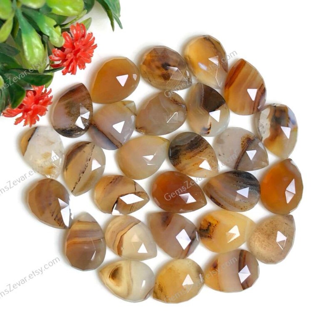 Rose Apate Montana Agate Rose Cut Pear With Flat Back Gemstone 10 Pieces Lot ...