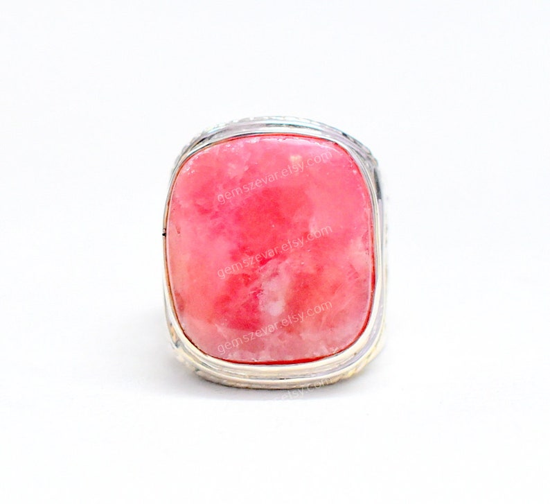 Ready To Ship Ring Rhodochrosite 8.75 US Silver Ring Christmas Sale ring Handmade Ring Statement Ring Birthstone Ring Vintage