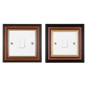 ElekTek Decorative Light Switch Surround Frame Finger Plate Regency Walnut/Gold or Walnut/Gold Large - Switch Not Included
