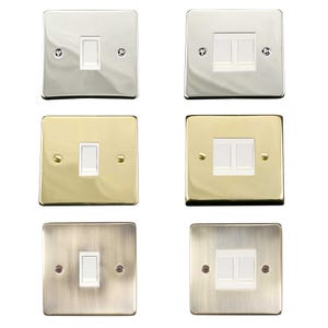ElekTek Polished Chrome/Brass/Ant. Brass Light Switch Cover Finger Plate Single or Double - No Wiring Required. Transform flat white switch