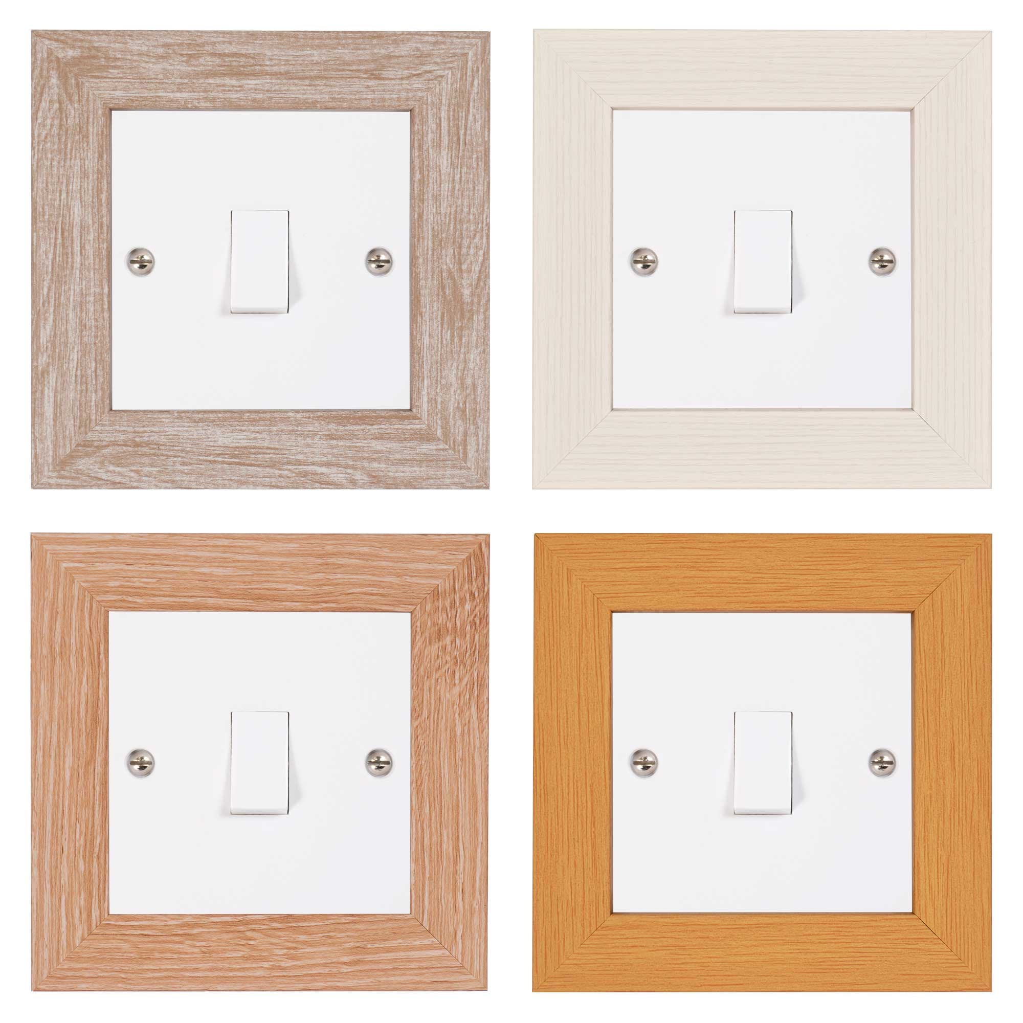 Elektek Decorative Light Switch Surround Frame Finger Plate Modena Wood ...