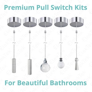 ElekTek UK Safety Approved Chrome Bathroom Light Pull Switch, EN 60669-1 + CE, Earth Terminal, Metal Plated, 1 & 2 Way, Instructions 6A 250V