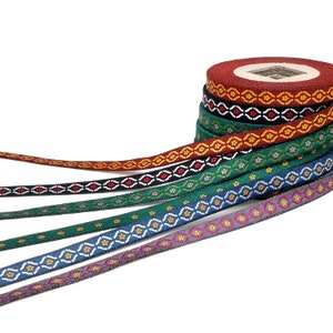 Fiore 03, nastro intrecciato, venduto al metro, passamaneria, nastro jacquard intrecciato 100% cotone, nastro di cotone, nastro decorativo, floreale, a quadri, meandro