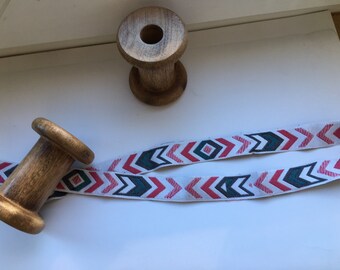 Geometric pattern, woven fabric, by the meter, border in 20 mm woven jacquard ribbon 100 % cotton cotton ribbon decorative ribbon