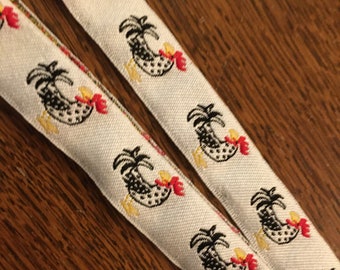 Chickens, ribbon, by the meter, border, woven jacquard ribbon 100 % cotton cotton ribbon decorative ribbon, animal motifs