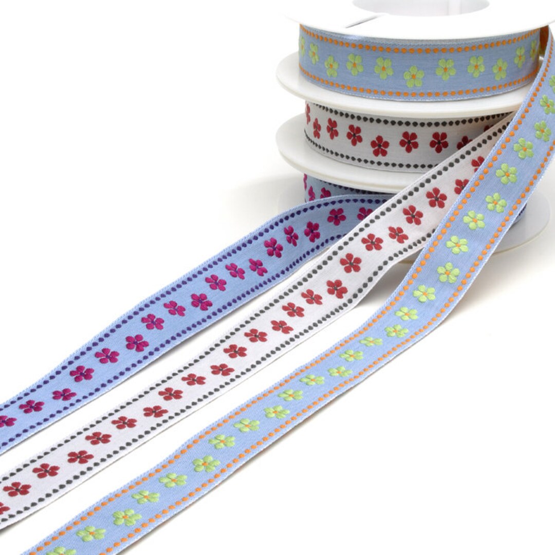 Flower 04, Woven Ribbon, Sold by the Meter, Border, Woven Jacquard ...