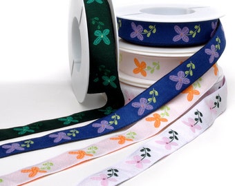 Flower 06, woven fabric, by the meter, border, woven jacquard ribbon 100 % cotton cotton ribbon cotton ribbon decorative ribbon