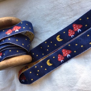 Funghi-luna-stelle, nastro tessuto, venduto al metro, bordo, nastro decorativo, nastro tessuto jacquard, nastro gioielli 100% cotone per bambini