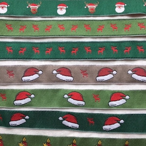 Webband "Weihnachtsmotive" Dekoband gewebtes Jacquard Band 100 % Baumwolle Baumwollband Baumwollbänder, Meterware