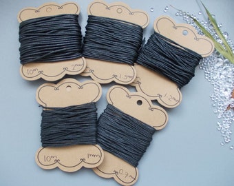 10 Metres of Black Waxed Cotton Cord String, good for jewellery, craft making, bracelet and necklace making