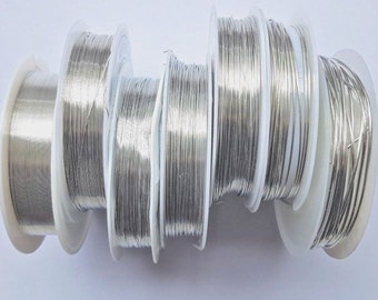 1x Reel of SILVER coloured crafting wire, beading, wrapping, choose size: 0.2mm, 0.3mm, 0.4mm, 0.5mm, 0.6mm, 0.8mm, 1mm