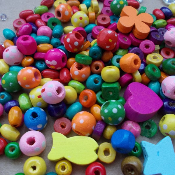 30g Pack of Wooden Beads, Perfect for Jewellery Making for Kids & Adults, Crafts Wood