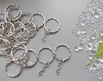 15 X Silver Colour Keyrings Clasp with dangly chain, make your own keyring