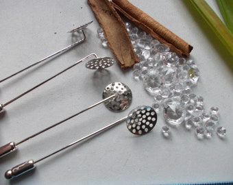 BROOCH PINS with SIEVE tray, Silver colour metal pins, Use for jewellery making hat pin, tie pin, scarf pin,lapel brooch