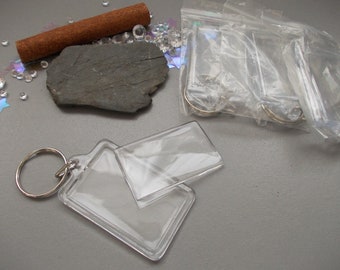 10 X Clear Acrylic Photo frame Keyrings on Split Ring, make your own keyring