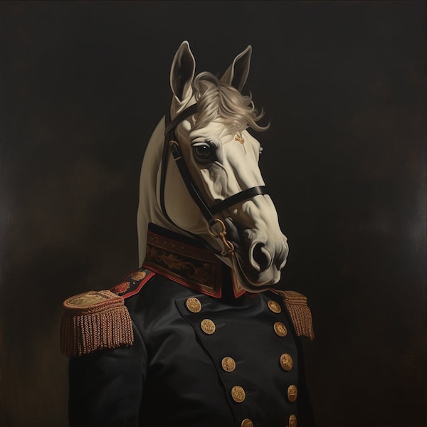 Horse Portrait - Historical Animal Art - Military Animal Portraits