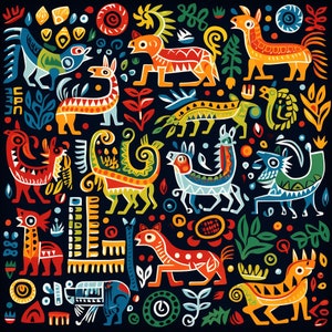 Abstract no 12 - Aztec Digital Print Mayan Wall Art Mythological Digital Art Mayan Digital Print Inca Wall Art Inca Digital Print