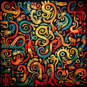 Abstract no 3 - Aztec Digital Print Mayan Wall Art Mythological Digital Art Mayan Digital Print Inca Wall Art Inca Digital Print