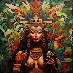 Aztec Goddess of Nature Aztec Wall Art Mythological digital art