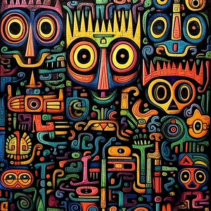 10 stampe digitali Inca Stampa digitale azteca Arte della parete Maya Arte digitale mitologica Stampa digitale Maya Arte della parete Inca - Collezione Occhi