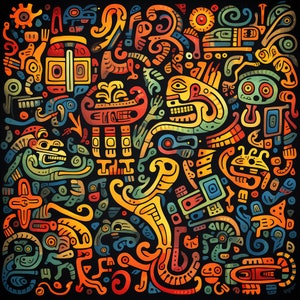 Abstract no 1 - Aztec Digital Print Mayan Wall Art Mythological Digital Art Mayan Digital Print Inca Wall Art Inca Digital Print