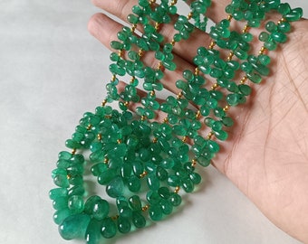 Emerald Briolette Polished Beads 100% Natural Zambian Emerald Drops Beads 5 to 10 mm