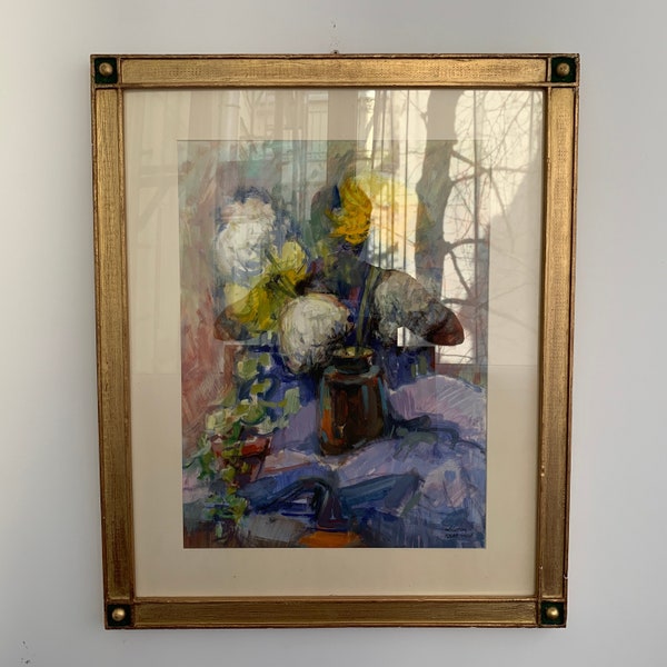 Wilhelm Kaufmann expressionism oil painting flowers Vienna Austria watercolor rose Peony Hagenbund vintage contemporary German post-war art