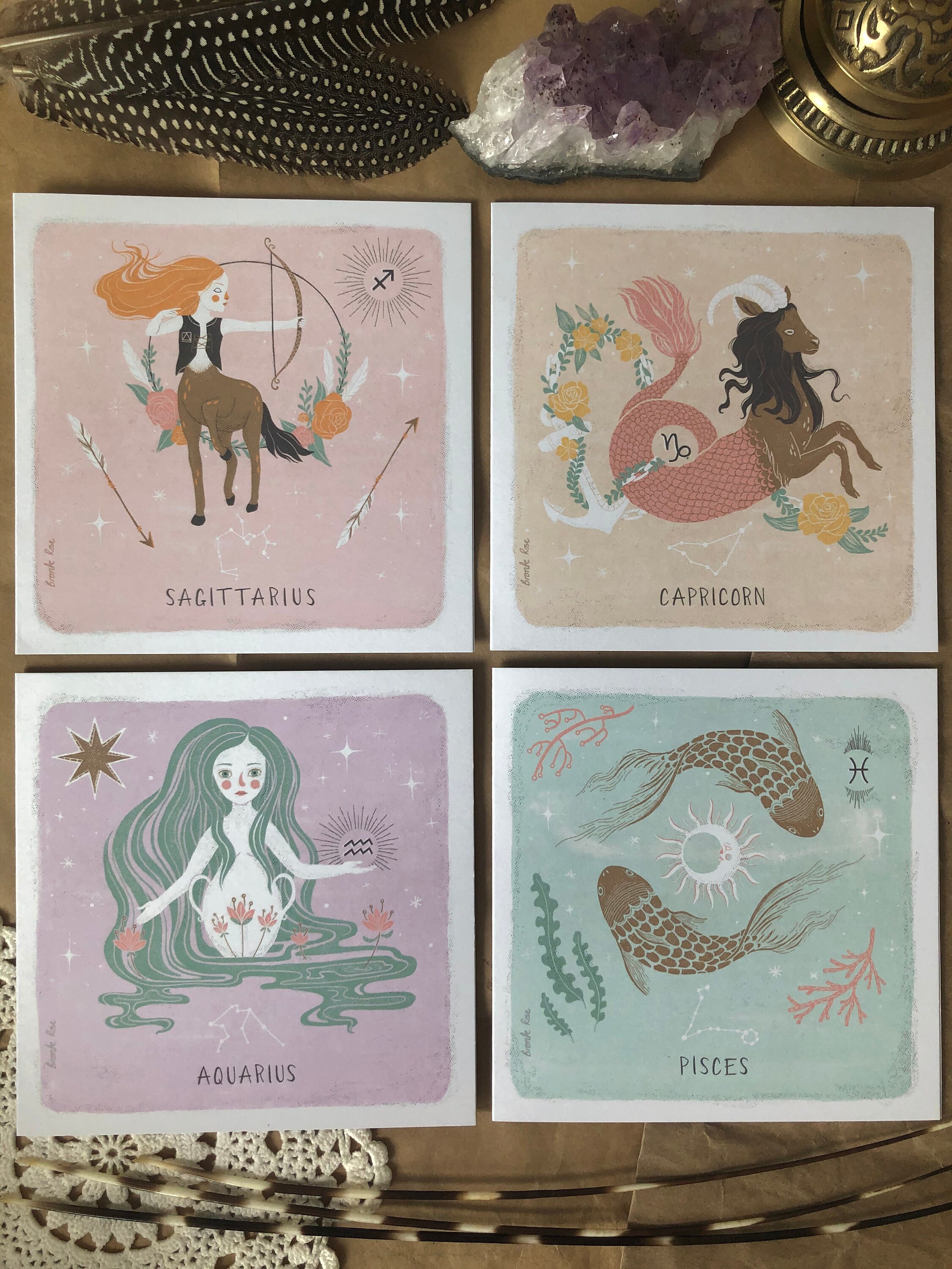 Zodiac Greeting Cards Star Sign Astrology Cards Etsy