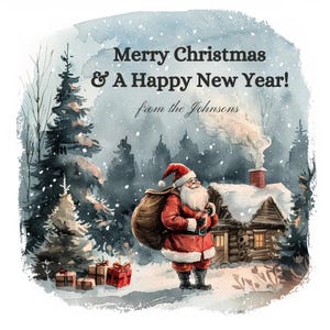Digital Christmas Postcards – Watercolor Holiday Greeting Cards