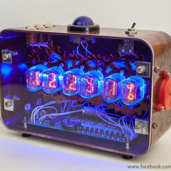 NIXIE Tubes Steampunk Bakelite Alarm Clock Handmade Vintage Retro Fallout Gift for Interior