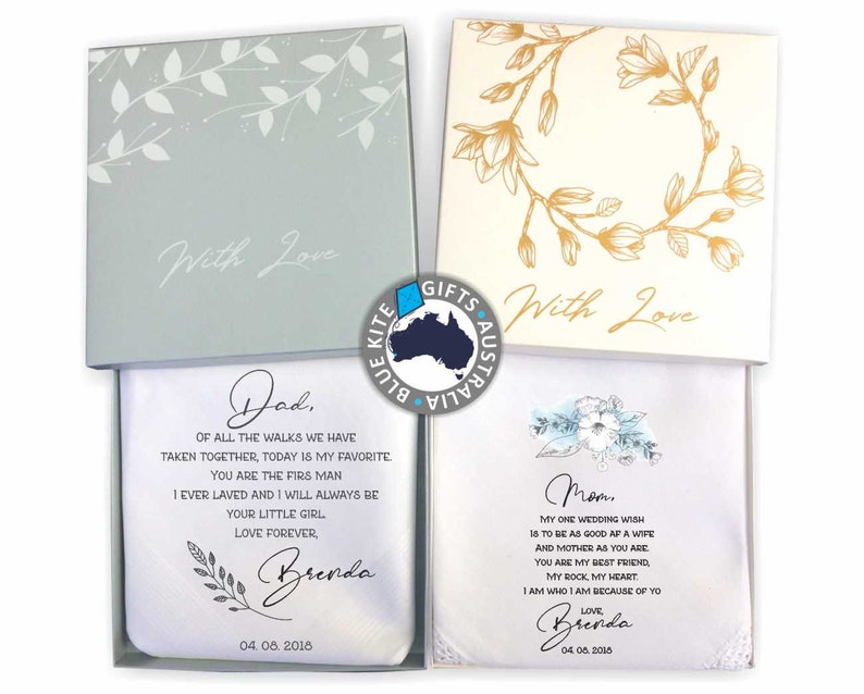 Wedding Handkerchief For Mom and Dad Wedding Favour #36 Gift for Parents Personalised Wedding Handkerchief