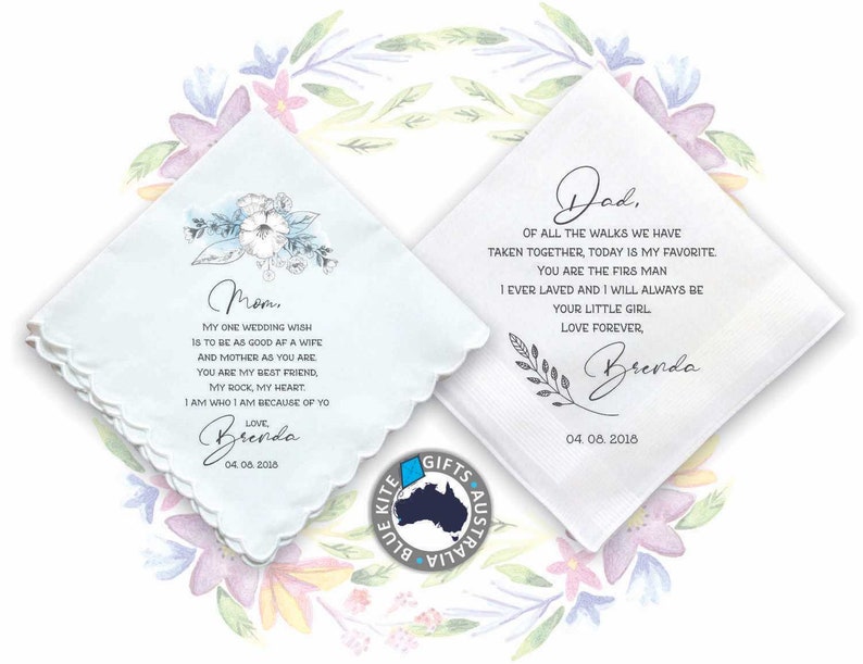Wedding Handkerchief For Mom and Dad Wedding Favour #36 Gift for Parents Personalised Wedding Handkerchief