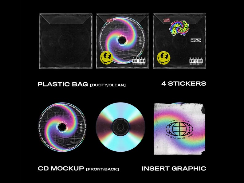 CD Cover Mockup Custom Artwork Overlays PSD Clean Etsy