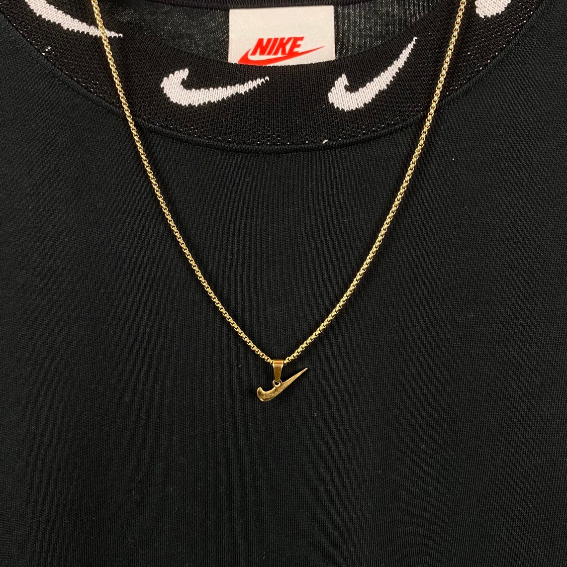 Gold Nike Swoosh Pendant Chain Necklace Logo Birthday Present Etsy
