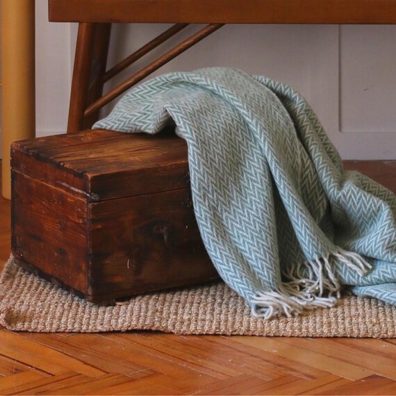 WOOL HERRINGBONE BLANKET. Various Colors. Various Sizes. Throw Etsy