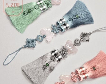 Clothes Accessories Tassels Norigae Butterfly Ornament Small Hanbok Vintage Gift, TETEROT SALON Jade butterfly color tassels 옥나비 색술 작은 노리개