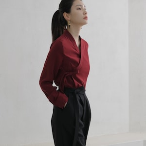 Blouse - Hommage Wine 오마주 버건디