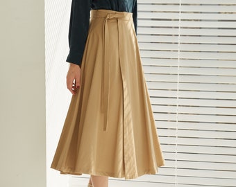 Women's Wrap Skirt Korean Modern Hanbok Skirt High waist Skirt TETEROT SALON Lotus leaves Beige 연잎 베이지 T1J06C030