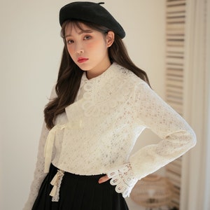 Women&#39;s Jacket Hanbok Korean White Long Sleeve Party Crop Blouses Jacket Jeogori, TETEROT SALON Thumbelina Ivory 엄지공주 아이보리