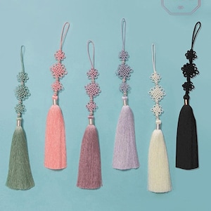 Set 2pcs Norigae - Clothes Accessories Colorful Ornament Hanbok Classic Gift, TETEROT SALON Chrysanthemum knot one tassels 국화매듭 외봉술 노리개