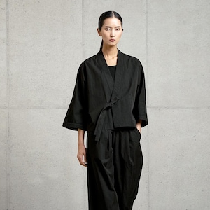Modern Hanbok Black Loose Fit Jacket, Oversized Jacket kpop bts Street Fashion Style TETEROT SALON Unisex Sogaya Jacket 소가야 마고자 2colors
