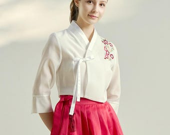 Modern Hanbok Jeogori: Embroidered Korean Jeogori - Couple 2 colors TETEROT SALON 연인 저고리