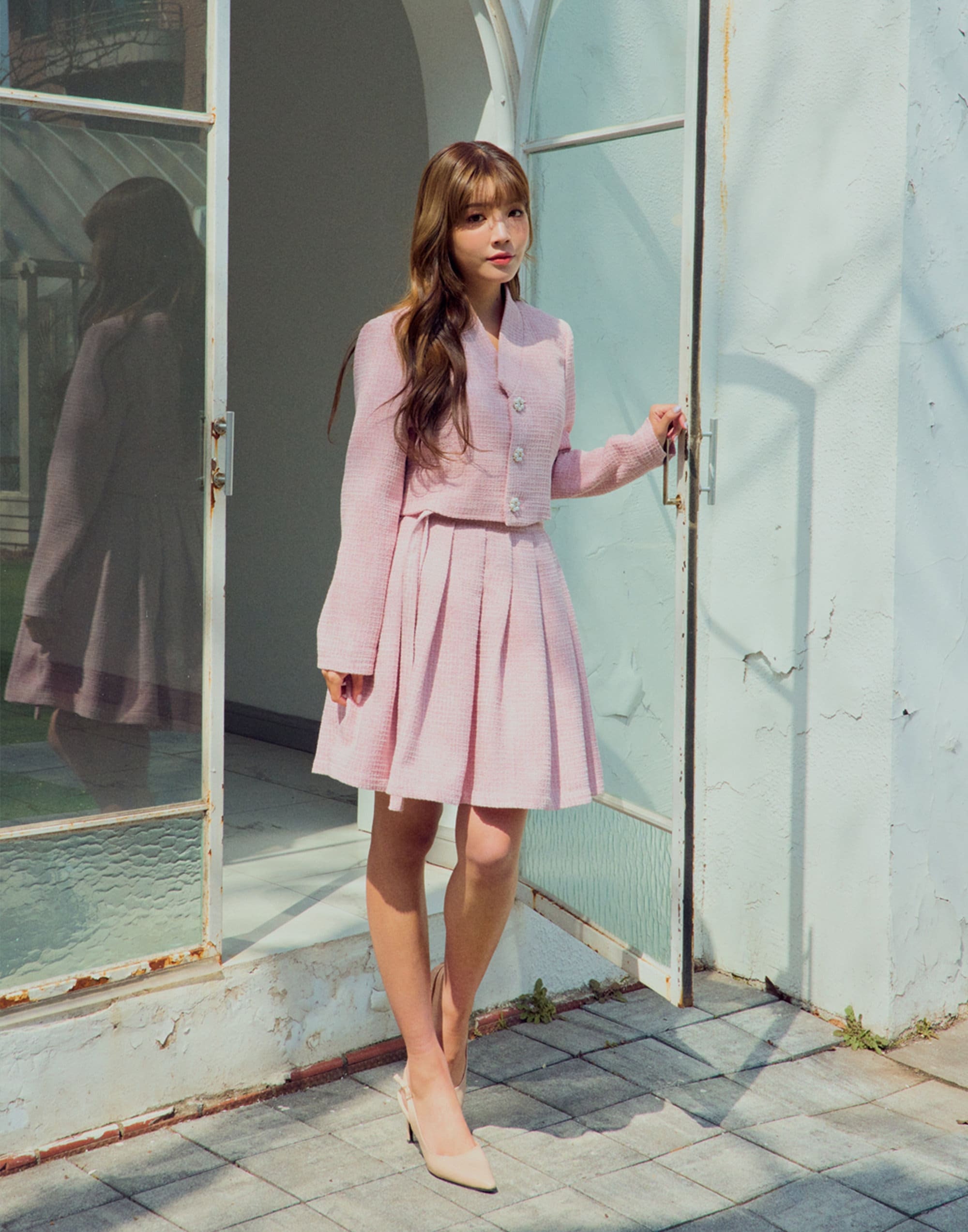 Women's Wrap Skirt Hanbok Korean Vintage Party Tweed Mini Skirt