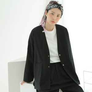 Unisex Modern Hanbok Jacket, Black Magoja Style