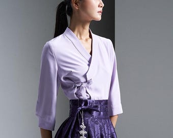 Modern Korean Hanbok Jeogori Blouse , TETEROT SALON Seojeong Sogok Blouse Light purple 서정소곡 블라우스 연보라