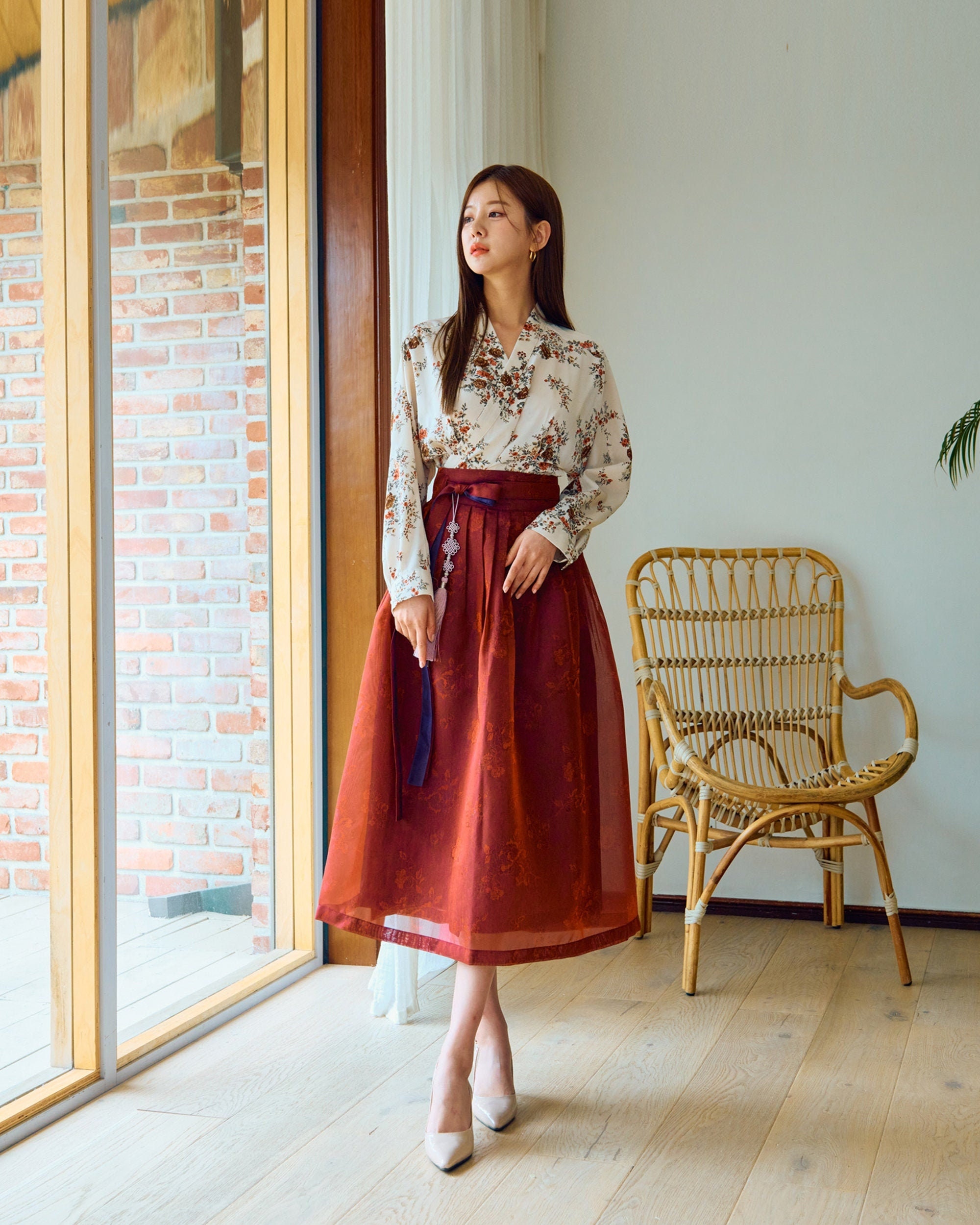 Korean Modern Hanbok Bts Arirang Theme Red Women's Traditional