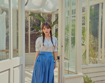 Short-sleeved modern hanbok blouse Women's Blouse Hanbok Blouse Top Jeogori TETEROT SALON Cineraria